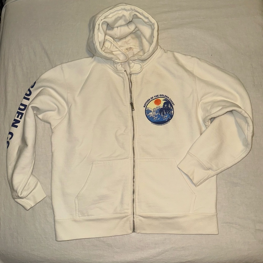 Golden Coast White Hoodie with Graphic